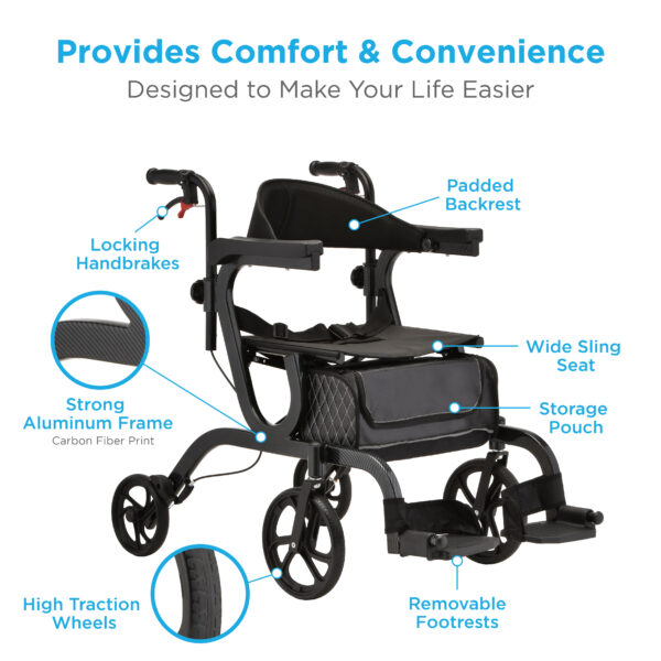 Nova Gemini 2-N-1 Rollator Transport Chair