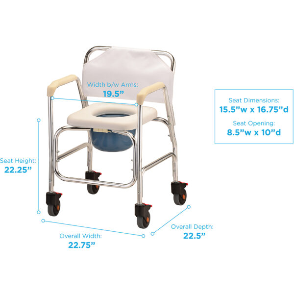 Nova Shower Chair and Commode w/ Wheels