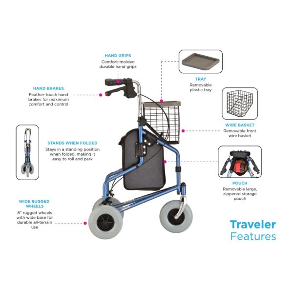 Traveler 3 Wheel Rolling Walker